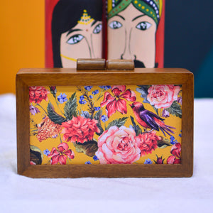 Floral Blush Forest Wood Clutches