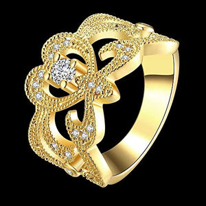 Women and Girls Gold Plated Royal Princess Crown Offer Heart Ring For Your Girl