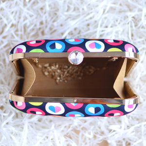 Colorful Flying Heart Printed Clutch