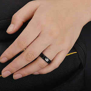Unisex Essence Stainless Steel and Black Ring For Gift Your Men And Your Girl