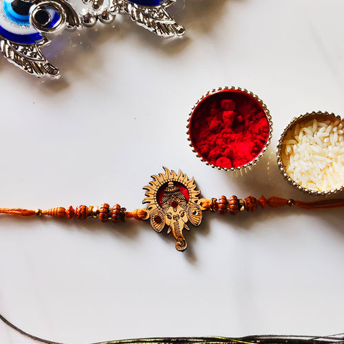 Wood Crafted Ganesha Rakhi