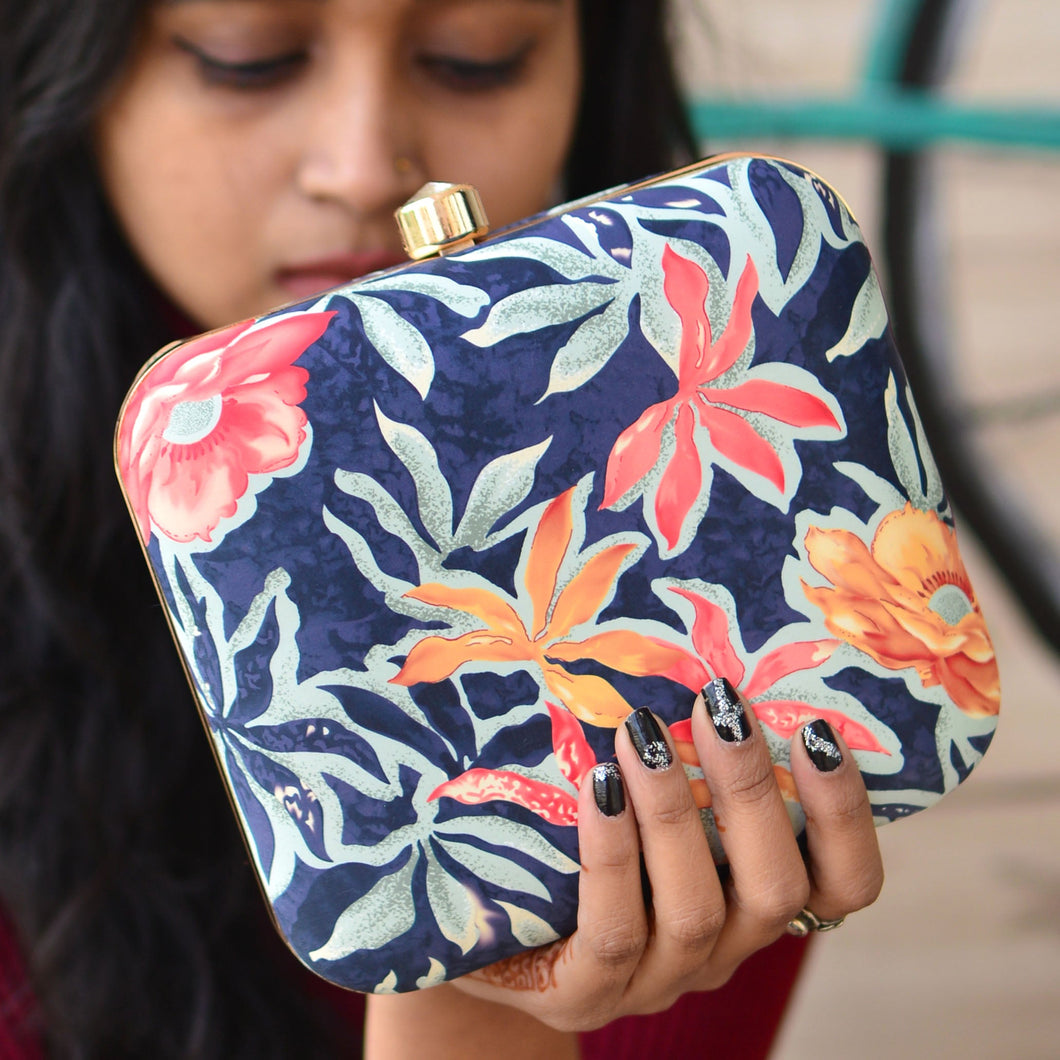 Sapphire Bright Floral Printed Clutch