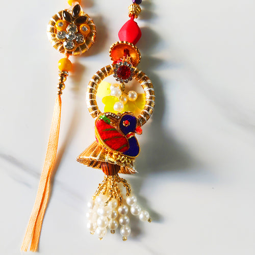 Alluring Peacock Bhaiya Bhabi Rakhi
