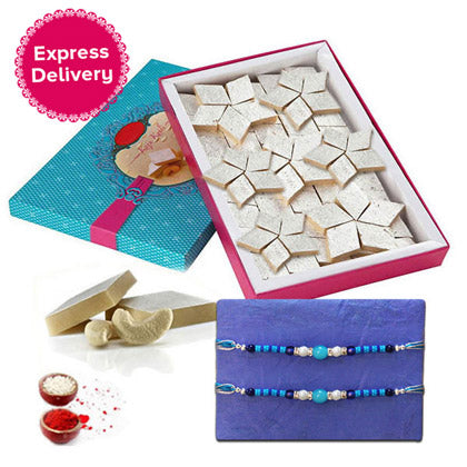 Rakhi Set With Kaju Katli