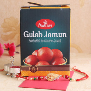 Meenakari Rakhi With Gulab Jamun