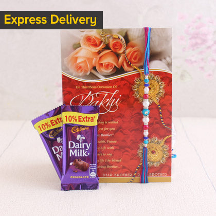 Designer Rakhi With Dairy Milk Combo