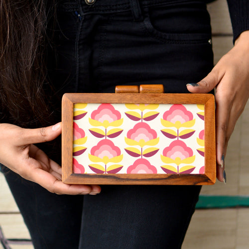 Inventive Floral Forest Wood Clutches