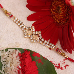 Glitter Stones Golden Rakhi