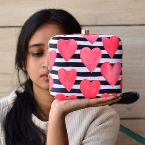 Blushing Hearts Printed Clutch