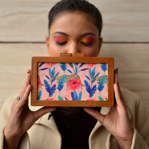 Wild Floral Forest Wood Clutches