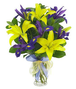 Bright Lily and Iris Bouquet