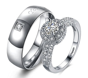 Couple Rings in White Gold Plated Demitasse for Boys and Girls