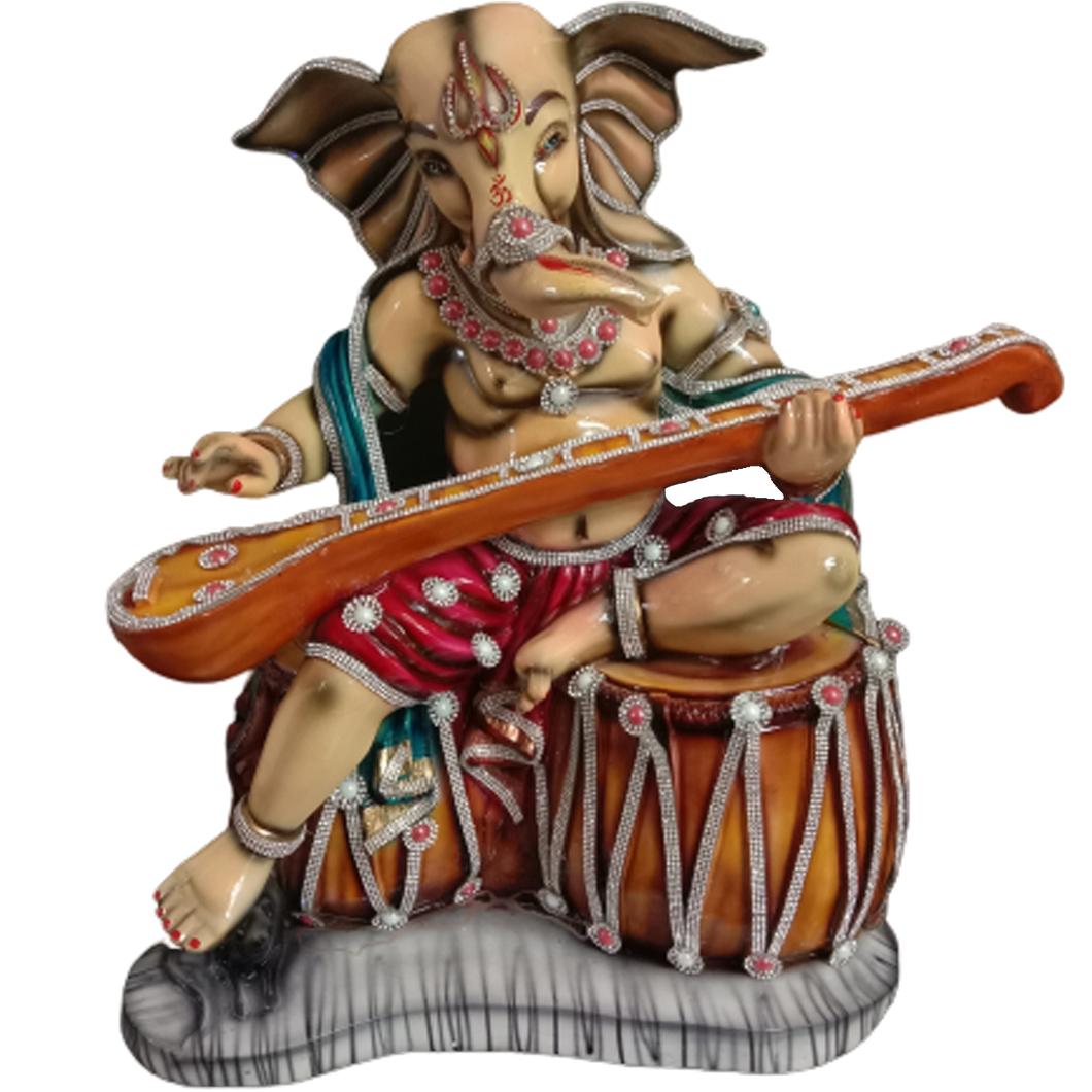 Adorable GANESHA IDOL PLAYING Sitar Musical Instrument for HOME DECOR