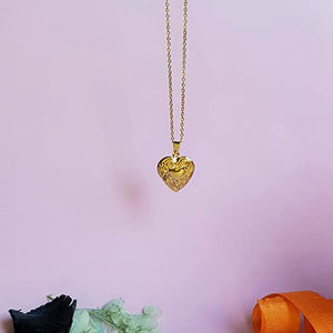 Real Gold Plated Heart Photo Memory Locket Pendant Necklace With Chain Valentine Gift For Women And Girls