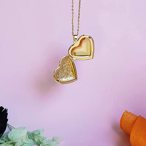Valentine Gift For Women And Girls Real Gold Plated Heart Photo Memory Locket Pendant Necklace With Chain
