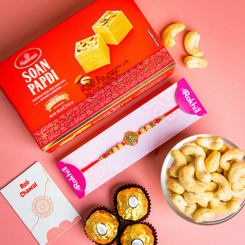 Punjabi Rakhi With Sweet ,Nuts And Chocolates - For Australia