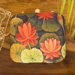 Lotus Floral Printed Clutch