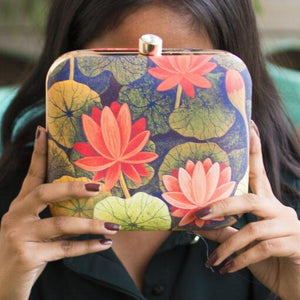 Lotus Floral Printed Clutch