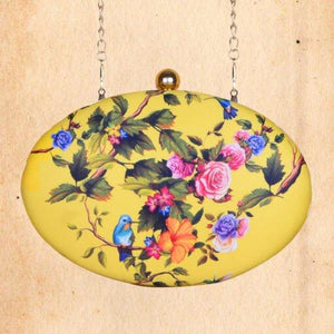 Bird & Floral Printed Clutch