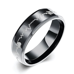 Black Stainless Steel Valentine Heart Beat Ring for Your  Special one and your Men