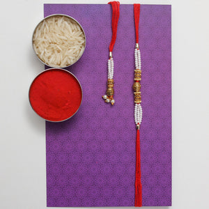 Golden Pearl Bhaiya Bhabhi Rakhi with Lindt Chocolate - For Canada