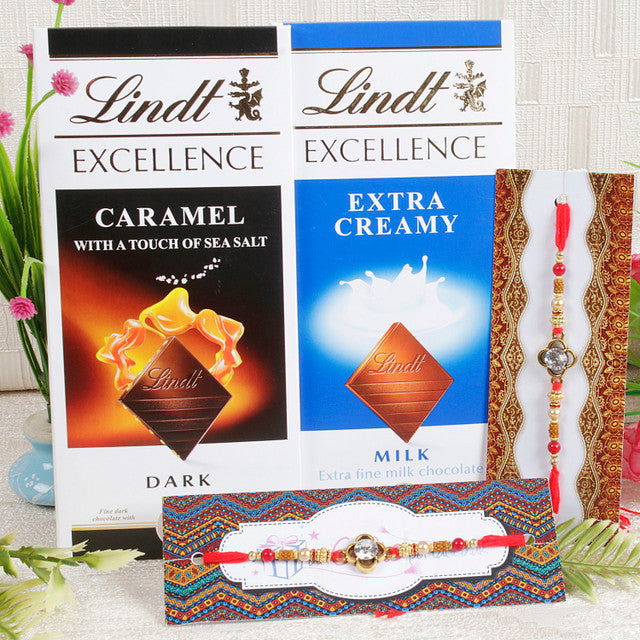 Two Designer Rakhi with Chocolates - For UK