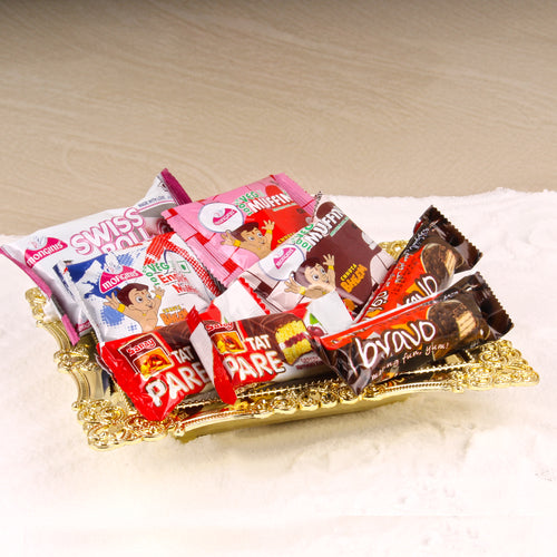DESIGNER TRAY FILLED WITH CHRISTMAS CHOCOLATE AND CAKES