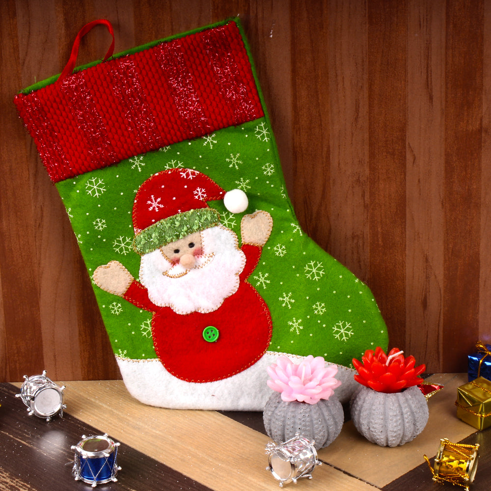 SANTA STOCKING WITH FLORAL CANDLES