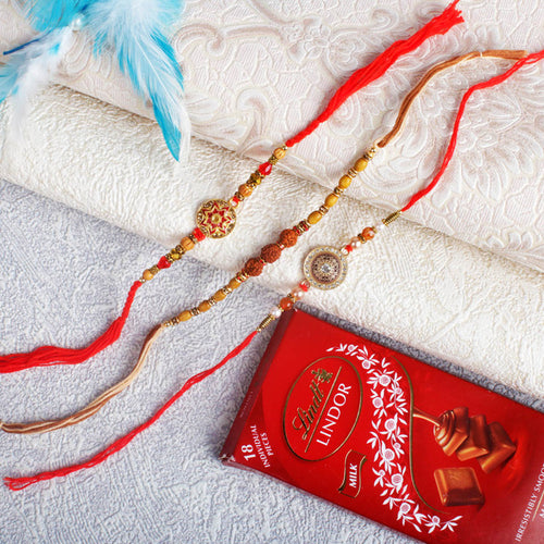 Premium Round Dial Rakhi Set With Lindt Chocolate - For Canada