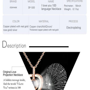 'I Love You' in 100 Languages Projection Necklace & Ring Set
