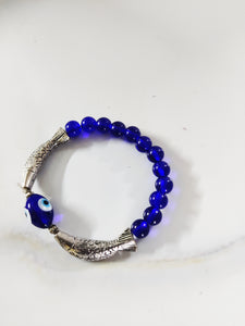 Silver Fish Evil Eye Bracelet