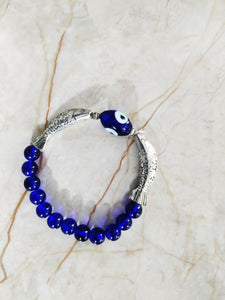 Silver Fish Evil Eye Bracelet