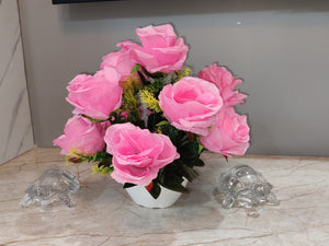 Aritificial Pink Rose Pot