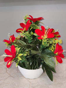 Aritificial Red Flowers Pot
