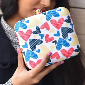 Radiant Butterfly Heart Printed Clutch