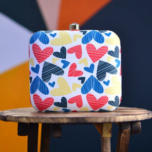 Radiant Butterfly Heart Printed Clutch