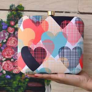Radiant Hearts Printed Clutch