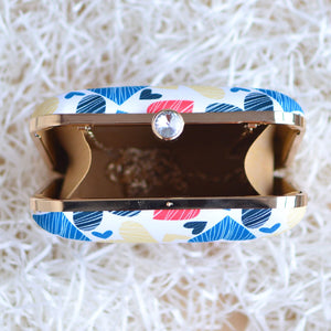 Radiant Butterfly Heart Printed Clutch