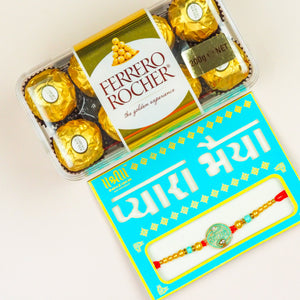 Radhe Radhe Rakhi With Ferrero Rocher - For New Zealand
