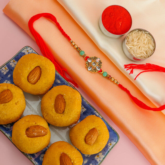 Rakhi With Sweets - For New Zealand