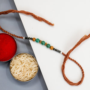 Green Moti Rakhi With Chocolates - For New Zealand