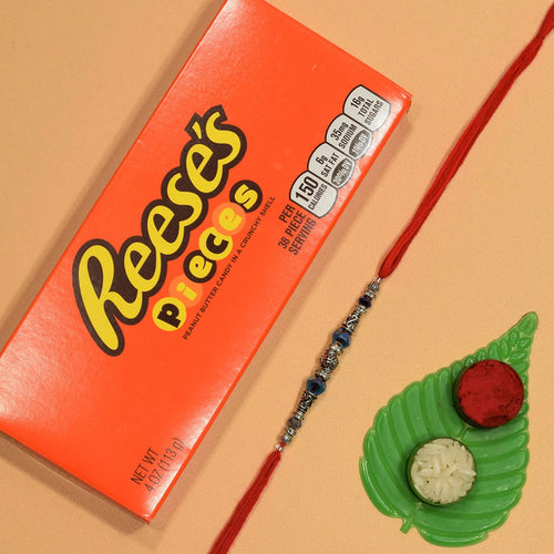 Metal Beads Rakhi with Chocolate - For USA