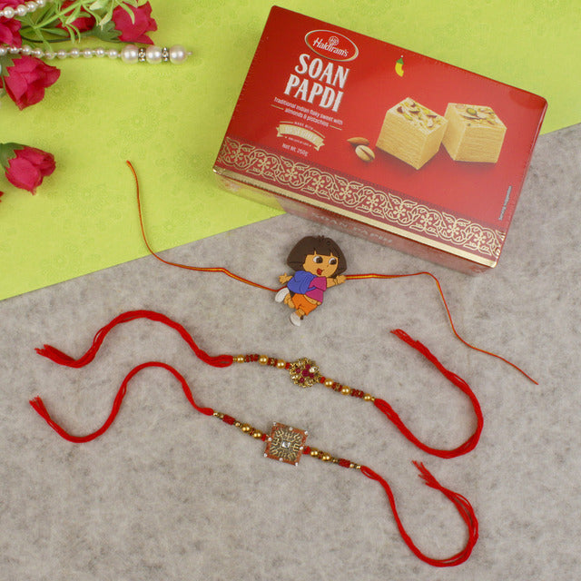 Beautiful Family Rakhi Set with Sweet- For USA