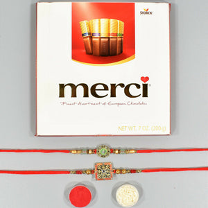 Adorable Bhaiya Rakhi Set Chocolate Hamper - For USA