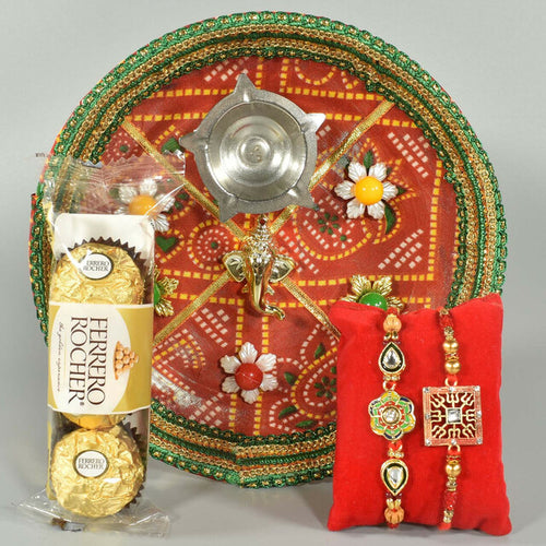 Traditional Puja Thali Rakhi Hamper - For USA