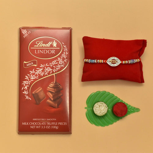 Veera Rakhi with Lindt Chocolate Bar - For USA