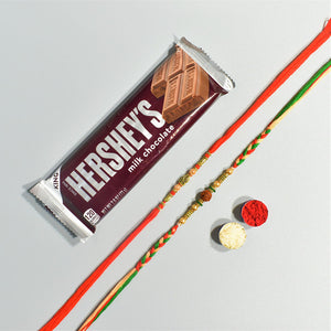 Rudraksha Rakhi Set with Chocolate Bar - For USA