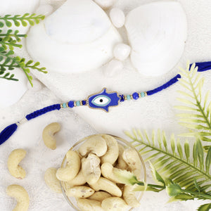 Hamsa Palm Hand Rakhi with Dry Fruit - For USA