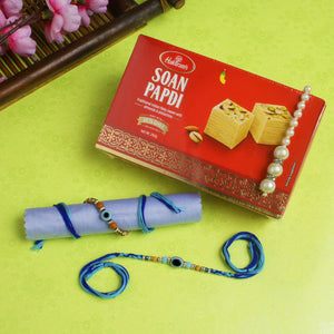 Evil Eyes Rakhi Set with Sweet Hamper - For USA