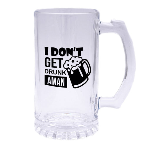Personalised  Beer Mug With I Don’t Get Drunk Text